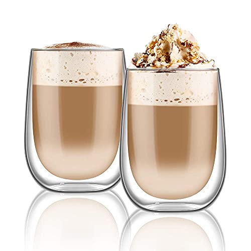 Baskety Glass Coffee Mugs - Double Wall Insulated Mug Set Without Handle, Perfect for Latte, Americano, Cappuccinos,180ml Tea Bag, Beverage (Pack of 2) - Image 1