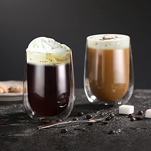 Baskety Glass Coffee Mugs - Double Wall Insulated Mug Set Without Handle, Perfect for Latte, Americano, Cappuccinos,180ml Tea Bag, Beverage (Pack of 2) - Image 3