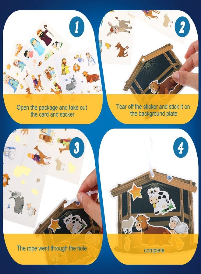 Glenmal 96 Sheets Make a Nativity Scene Sticker Nativity Crafts for Kids Religious Christmas Crafts Stickers with Scene Cardboard and Rope for Party Favors Christmas Tree - Image 5
