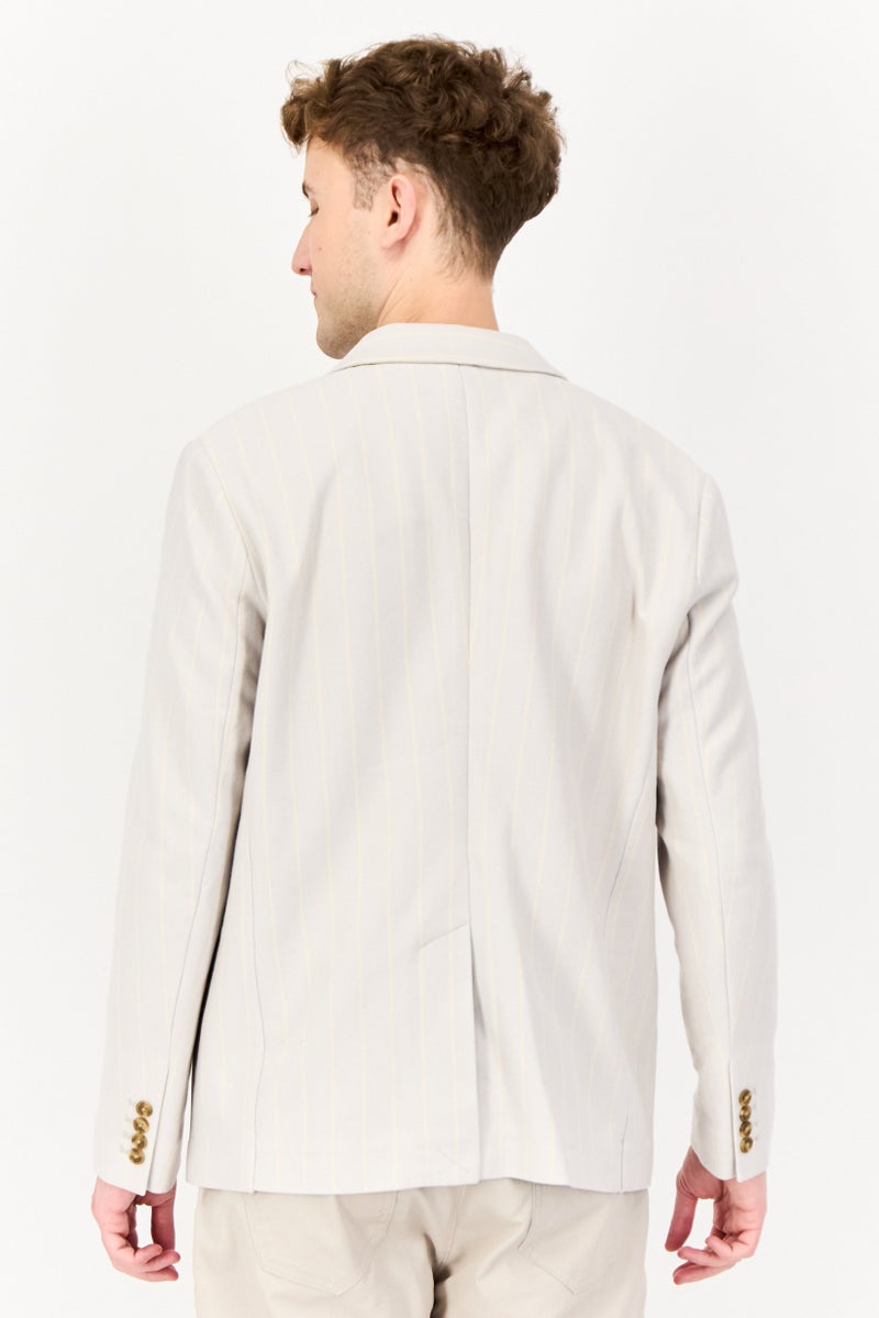 ESPRIT Men Regular Fit Stripe Semi Formal Blazer, Grey  - Image 3