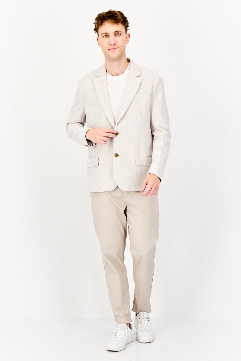ESPRIT Men Regular Fit Stripe Semi Formal Blazer, Grey  - Image 4