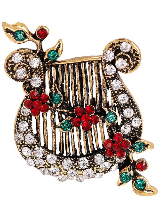 NIBEMINENT 1-Piece Vintage Flower Vine Lyre Music String Instrument Brooch Pin - Image 1