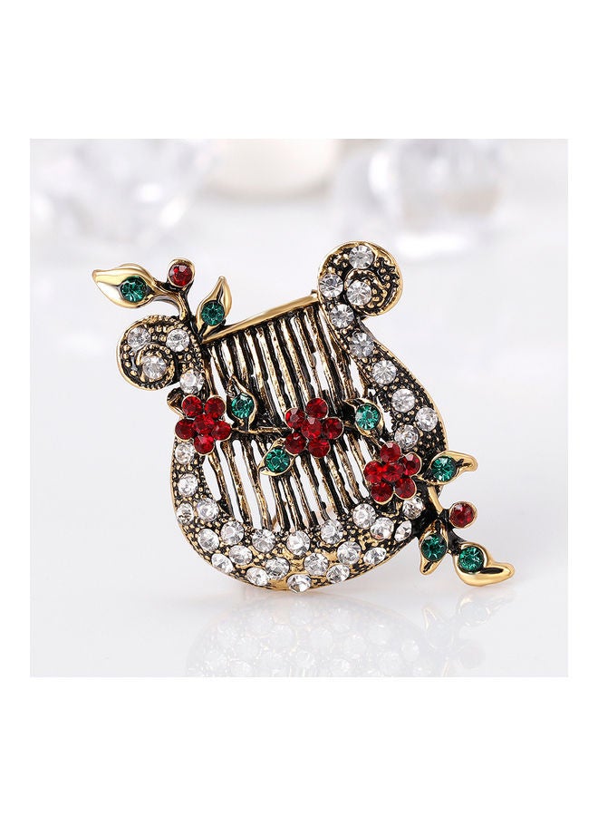 NIBEMINENT 1-Piece Vintage Flower Vine Lyre Music String Instrument Brooch Pin - Image 3