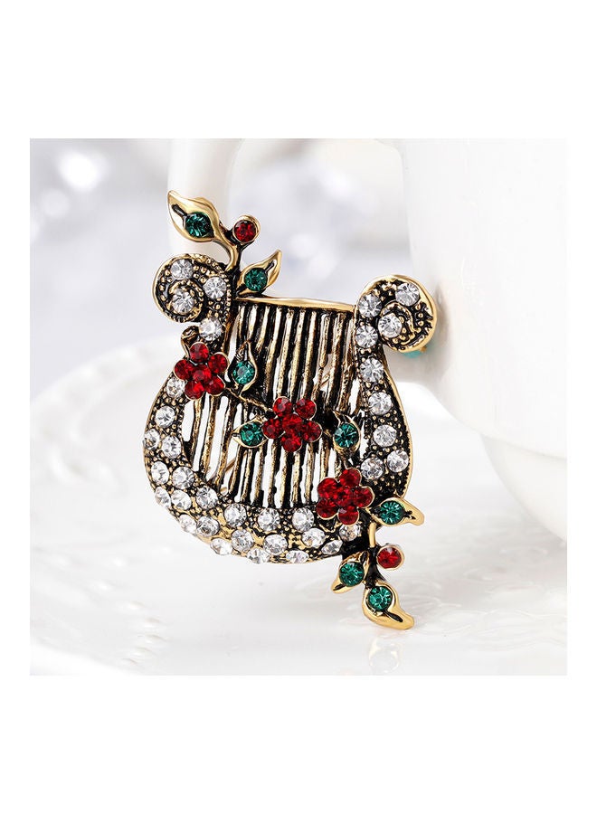 NIBEMINENT 1-Piece Vintage Flower Vine Lyre Music String Instrument Brooch Pin - Image 2