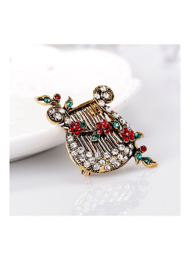 NIBEMINENT 1-Piece Vintage Flower Vine Lyre Music String Instrument Brooch Pin - Image 4