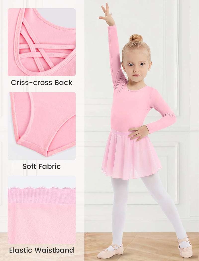 Gogokids 2PCS Long Sleeve Dance Leotards with Removable Skirt, Toddler Dance Dress for Ballet Class & Performance 4-5T - Image 5
