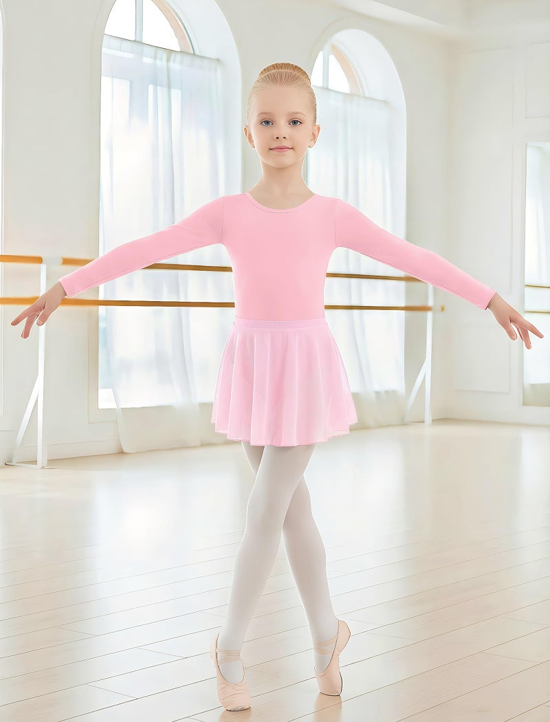 Gogokids 2PCS Long Sleeve Dance Leotards with Removable Skirt, Toddler Dance Dress for Ballet Class & Performance 4-5T - Image 2