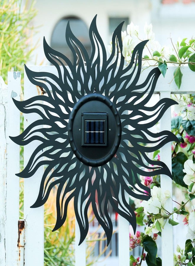 VCUTEKA 20" Sun Metal Wall Art Outdoor Decor Solar Decoration Metal Wall Sculpture Hanging Garden for Indoor Outdoor Patio Fence Decoration Black - Image 2