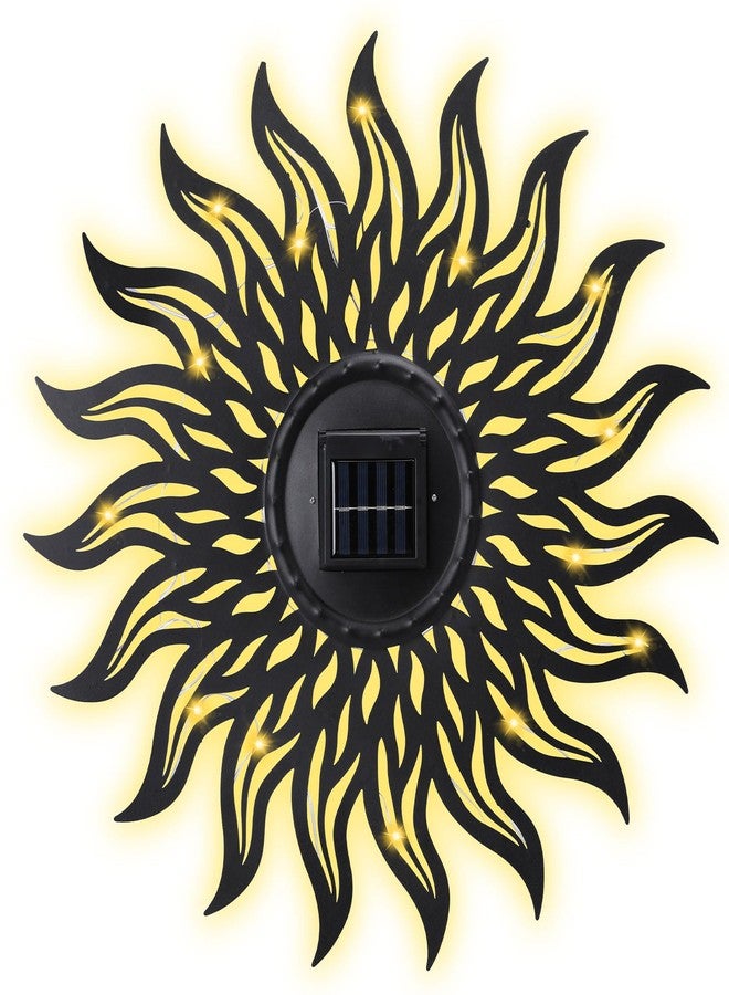 VCUTEKA 20" Sun Metal Wall Art Outdoor Decor Solar Decoration Metal Wall Sculpture Hanging Garden for Indoor Outdoor Patio Fence Decoration Black - Image 1