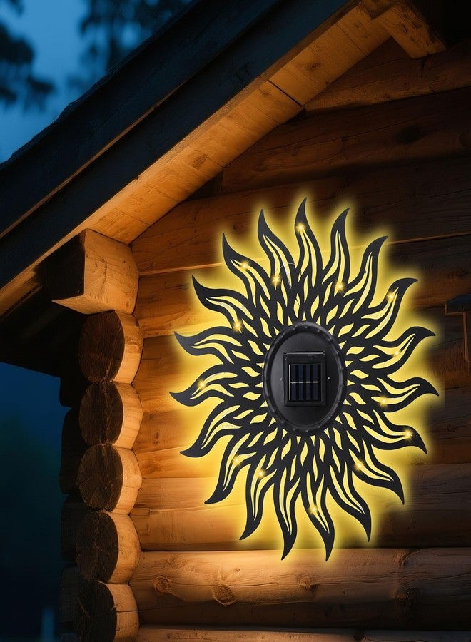 VCUTEKA 20" Sun Metal Wall Art Outdoor Decor Solar Decoration Metal Wall Sculpture Hanging Garden for Indoor Outdoor Patio Fence Decoration Black - Image 3