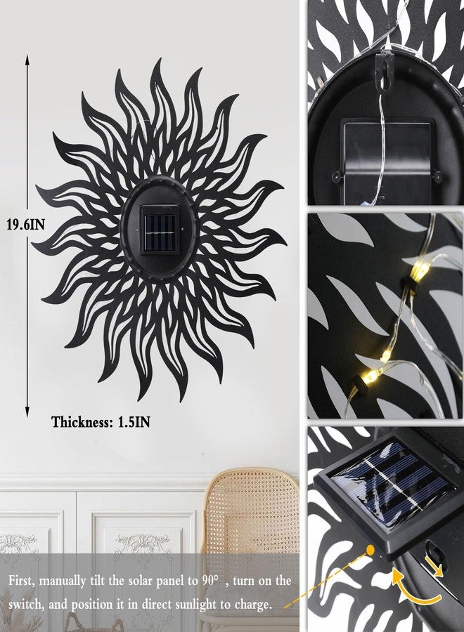 VCUTEKA 20" Sun Metal Wall Art Outdoor Decor Solar Decoration Metal Wall Sculpture Hanging Garden for Indoor Outdoor Patio Fence Decoration Black - Image 5