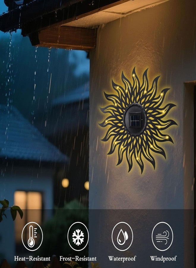 VCUTEKA 20" Sun Metal Wall Art Outdoor Decor Solar Decoration Metal Wall Sculpture Hanging Garden for Indoor Outdoor Patio Fence Decoration Black - Image 4