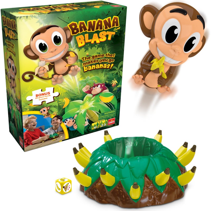 Goliath Banana Blast - Pull The Bananas Until The Monkey Jumps Game - Includes a Fun Colorful 24pc Puzzle by Goliath , Green - Image 1