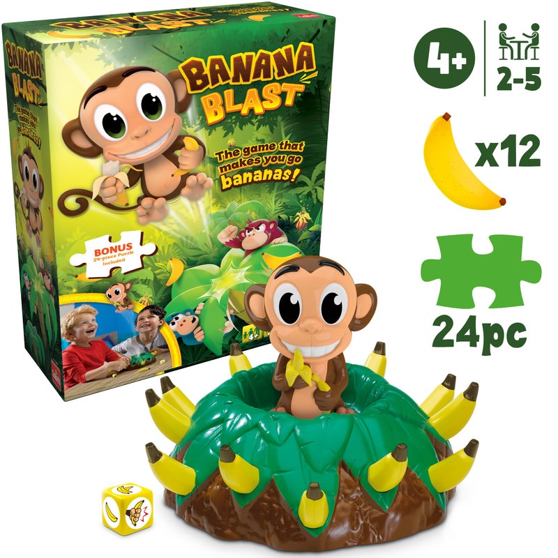 Goliath Banana Blast - Pull The Bananas Until The Monkey Jumps Game - Includes a Fun Colorful 24pc Puzzle by Goliath , Green - Image 3