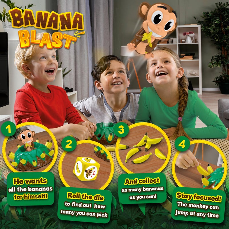 Goliath Banana Blast - Pull The Bananas Until The Monkey Jumps Game - Includes a Fun Colorful 24pc Puzzle by Goliath , Green - Image 2