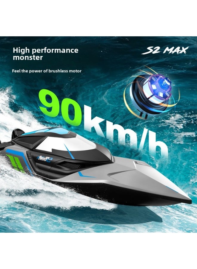 Brushless Remote Control Boat High Speed Speedboat Big Horsepower Can Be Launched Swimming Water Toy Boat Children's Boat Toy Boat Model-Colour:Standard Brushed Speedboat-silver 36cm -Specification: Includes Four Sets Of Batteries/charging Cables - Gift  - Image 3