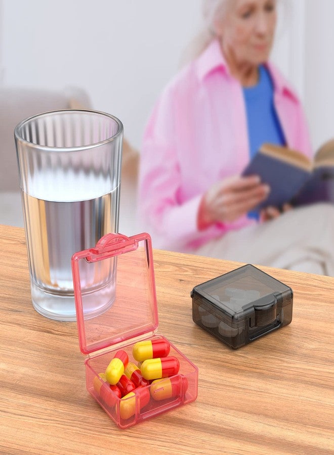 AccuPrints Sumiko 4Pcs Portable Medicine Pill Organiser | 1.7 Inches Color Square Transparent Food Grade PP | Travel Case for Supplements Capsules Tablets Fish Oil Vitamin | Ear Plugs Coin Box | Multipurpose Box Container | Gift Item - Image 2