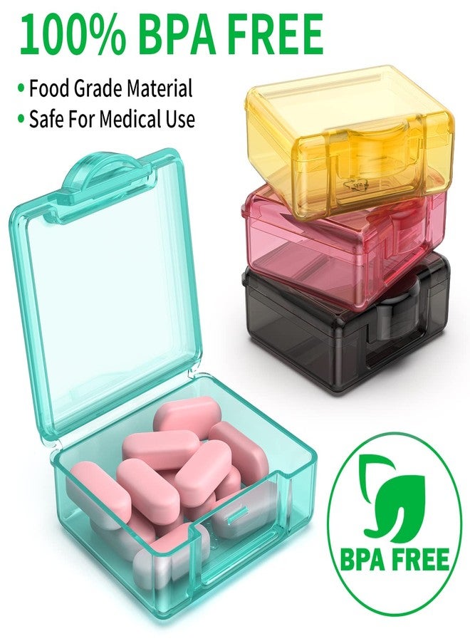 AccuPrints Sumiko 4Pcs Portable Medicine Pill Organiser | 1.7 Inches Color Square Transparent Food Grade PP | Travel Case for Supplements Capsules Tablets Fish Oil Vitamin | Ear Plugs Coin Box | Multipurpose Box Container | Gift Item - Image 5