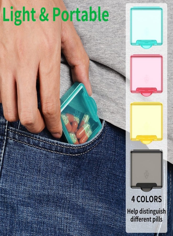 AccuPrints Sumiko 4Pcs Portable Medicine Pill Organiser | 1.7 Inches Color Square Transparent Food Grade PP | Travel Case for Supplements Capsules Tablets Fish Oil Vitamin | Ear Plugs Coin Box | Multipurpose Box Container | Gift Item - Image 3