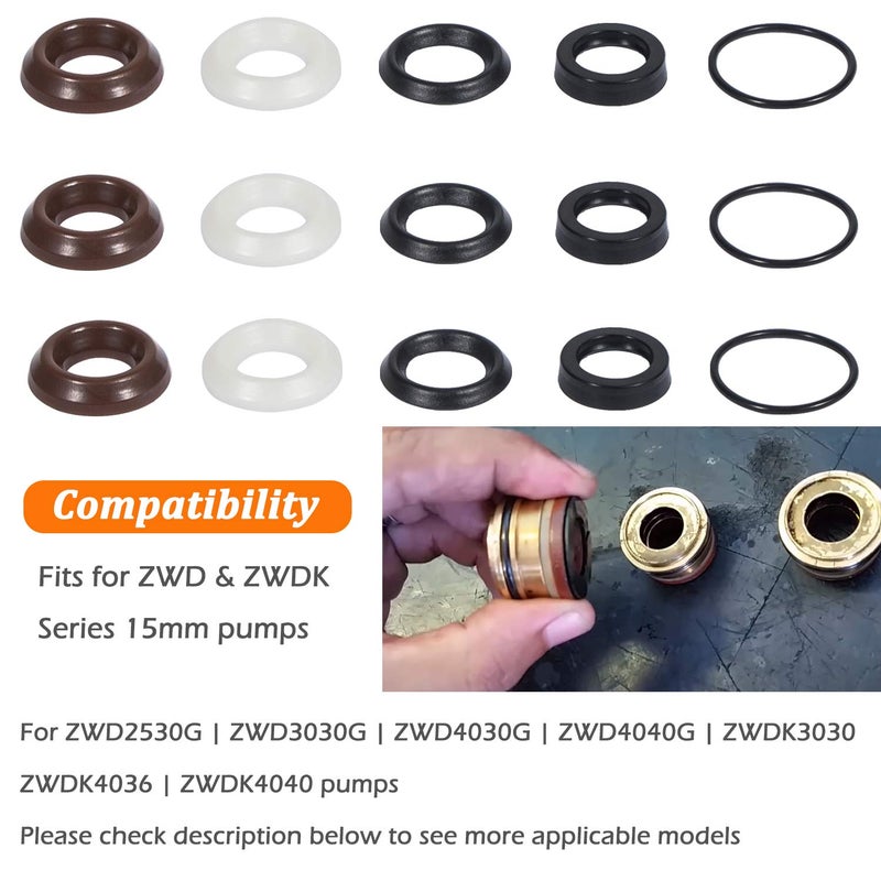 Bonbo Packing Water Seal Kit 5019006400 Fits for ZWD & ZWDK Series 15mm Pumps Piston Pressure Washer Seal Kit - Image 2