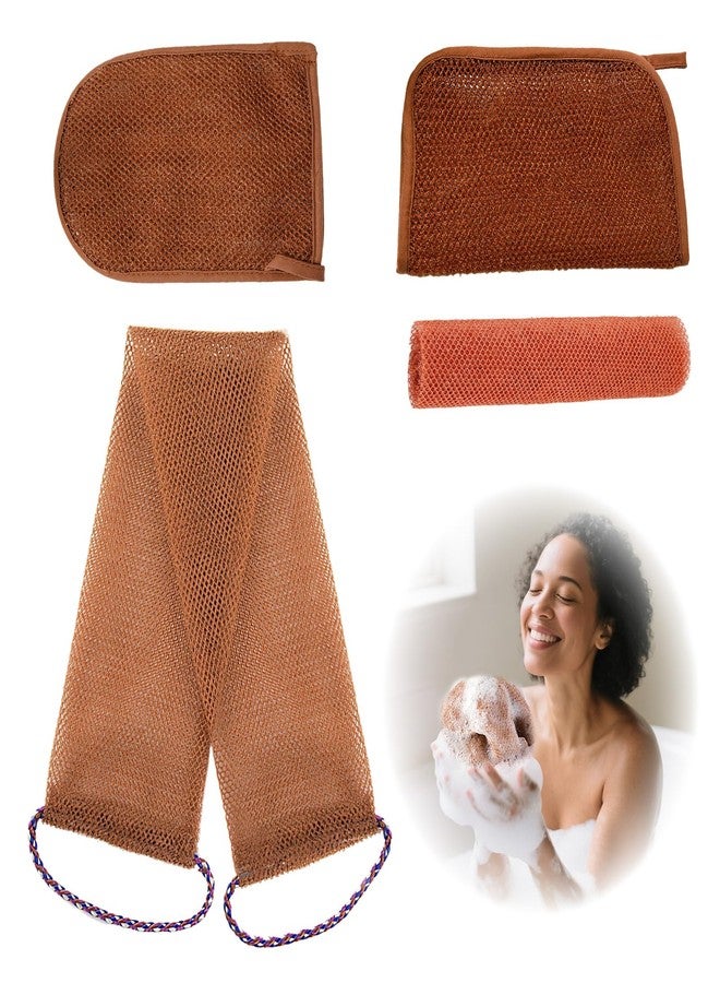 Waaqkid 4 PCS African Net Sponge with Handles, Exfoliating African Net Washcloth for Face & Back - Image 1