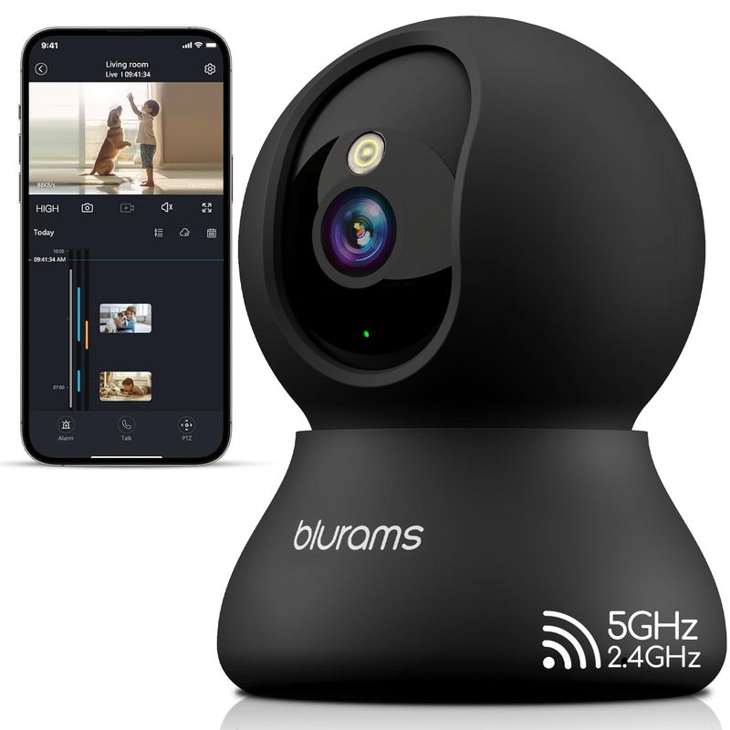 blurams Indoor Camera, 2K Pet Camera 360Â° Cameras for Home Security with Phone App, Motion Tracking, 2-Way Audio, IR Night Vision, Siren, Compatible with Alexa & Google Assistant - Image 1