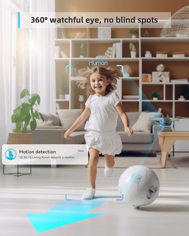 blurams Indoor Camera, 2K Pet Camera 360Â° Cameras for Home Security with Phone App, Motion Tracking, 2-Way Audio, IR Night Vision, Siren, Compatible with Alexa & Google Assistant - Image 2