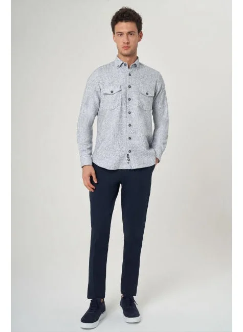Bisse Men's Regular Fit Long Sleeve Flannel Shirt BLUE GM23Y231072_D35