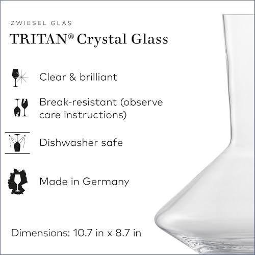 SCHOTT ZWIESEL ZWIESEL GLAS Pure Red Wine Decanter (1 Piece), Carafe for Red Wine with Drop Protect Technology, Tritan Crystal Glass, Made in Germany (25 Ounce) - Image 3