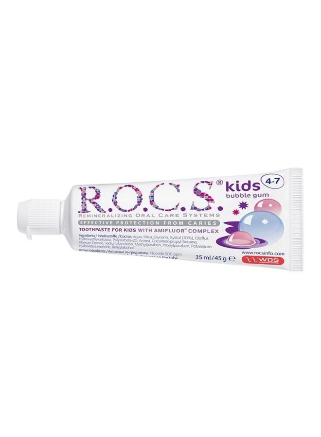 R.O.C.S Kids Toothpaste, Bubble Gum, 4-7 Years
