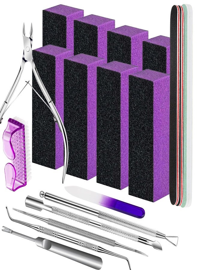 FANDAMEI Nail Care Kit, Nail Buffers and Files, Nail Cuticle Tools Kit, Nail Manicure Tools, Finger Nail File Set, Nail Buffer Block, Nail Cuticle Nippers, Ingrown Toenail Tools, Nail Care Tool Kit - Image 1