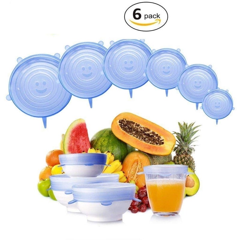 CLOMANA® Vacuum and Microwave Safe Silicone Lids Reusable Cover for Bowls Cups Mug Glass Bowl Rectangle Glassware and Mug - Set of 6(Multi Color) - Image 3