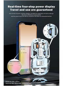 UNBLACK UNBLACK Wireless Mouse Crystal Transparent, Gaming Adjustable DPI, Triple 2.4G Mode Switching Bluetooth 2, Rechargeable digital display Silent Mouse for PC Laptops Mac iPhone Android - Green  - Image 3