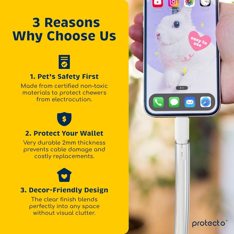 PROTECTO Heavy Duty Cord Protectors from Pets No Chew Solution, 10ft Easy to Use Dog & Cat Cord Protector, Clear & Odorless Critter Cord Covers for Pets, Power Audio & Video Wire Protector Tubing - Image 2