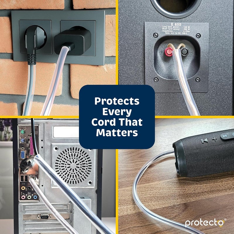 PROTECTO Heavy Duty Cord Protectors from Pets No Chew Solution, 10ft Easy to Use Dog & Cat Cord Protector, Clear & Odorless Critter Cord Covers for Pets, Power Audio & Video Wire Protector Tubing - Image 5