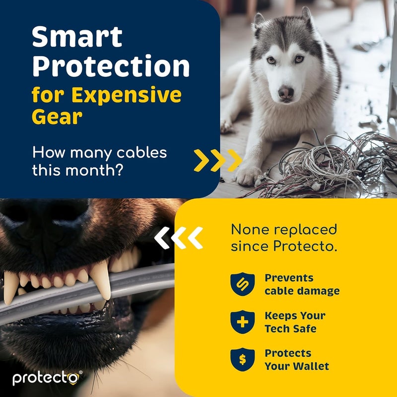 PROTECTO Heavy Duty Cord Protectors from Pets No Chew Solution, 10ft Easy to Use Dog & Cat Cord Protector, Clear & Odorless Critter Cord Covers for Pets, Power Audio & Video Wire Protector Tubing - Image 4