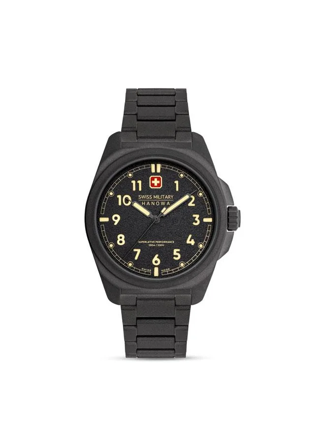 SWISS MILITARY HANOWA Fieldmaster 40mm Men's Analog Watch with Gunmetal Stainless Steel Bracelet