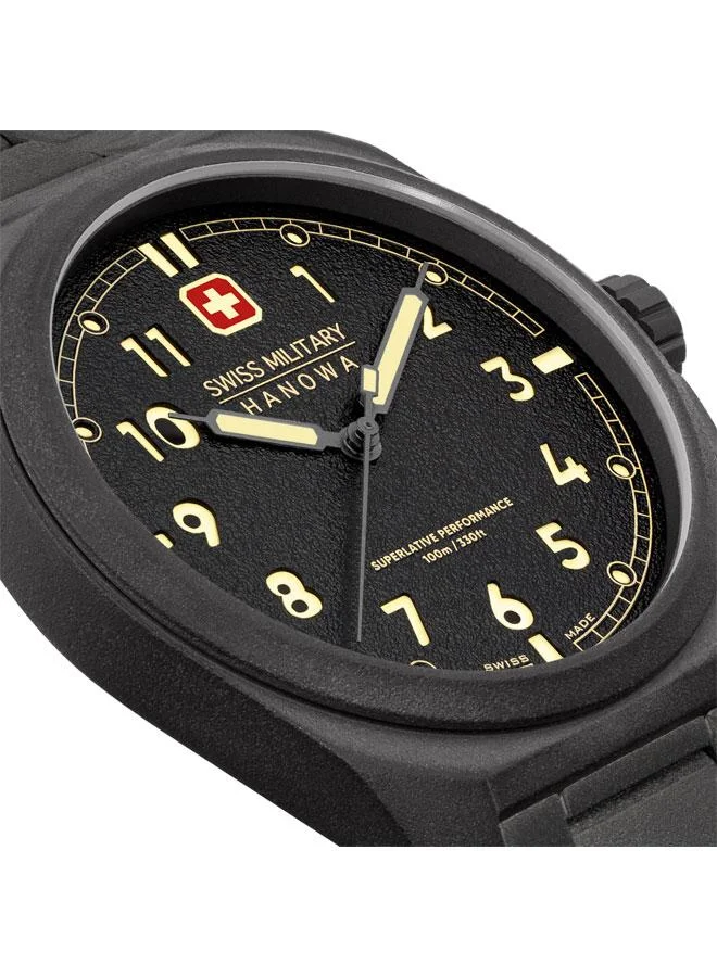 SWISS MILITARY HANOWA Fieldmaster 40mm Men's Analog Watch with Gunmetal Stainless Steel Bracelet