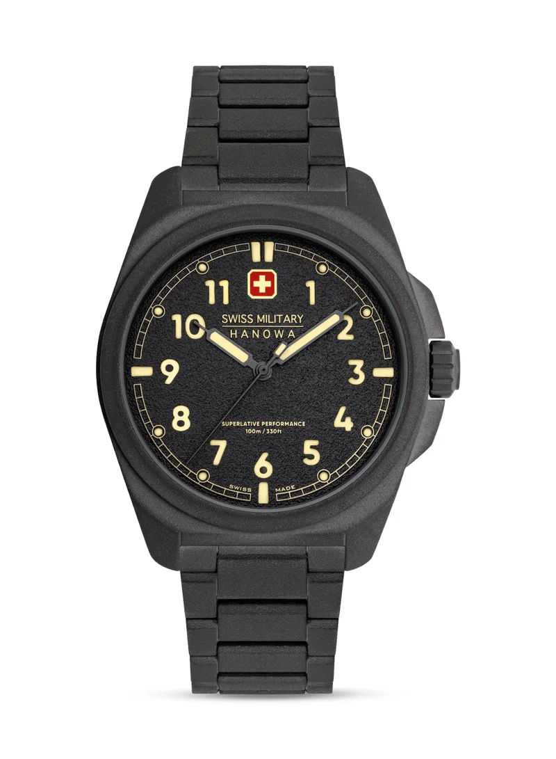 SWISS MILITARY HANOWA Fieldmaster Gunmetal Stainless Steel Bracelet Analog Watch for Men, 40mm, 10 ATM