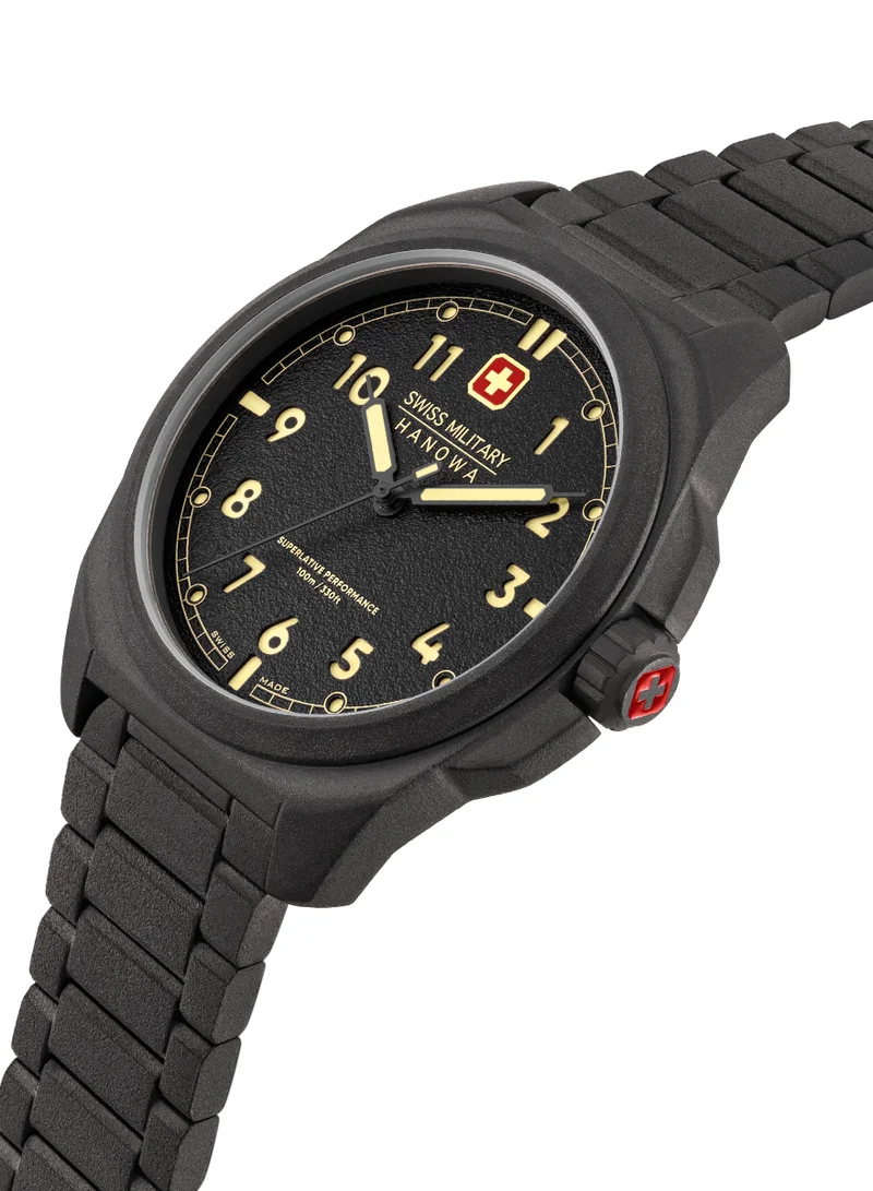 SWISS MILITARY HANOWA Fieldmaster Gunmetal Stainless Steel Bracelet Analog Watch for Men, 40mm, 10 ATM