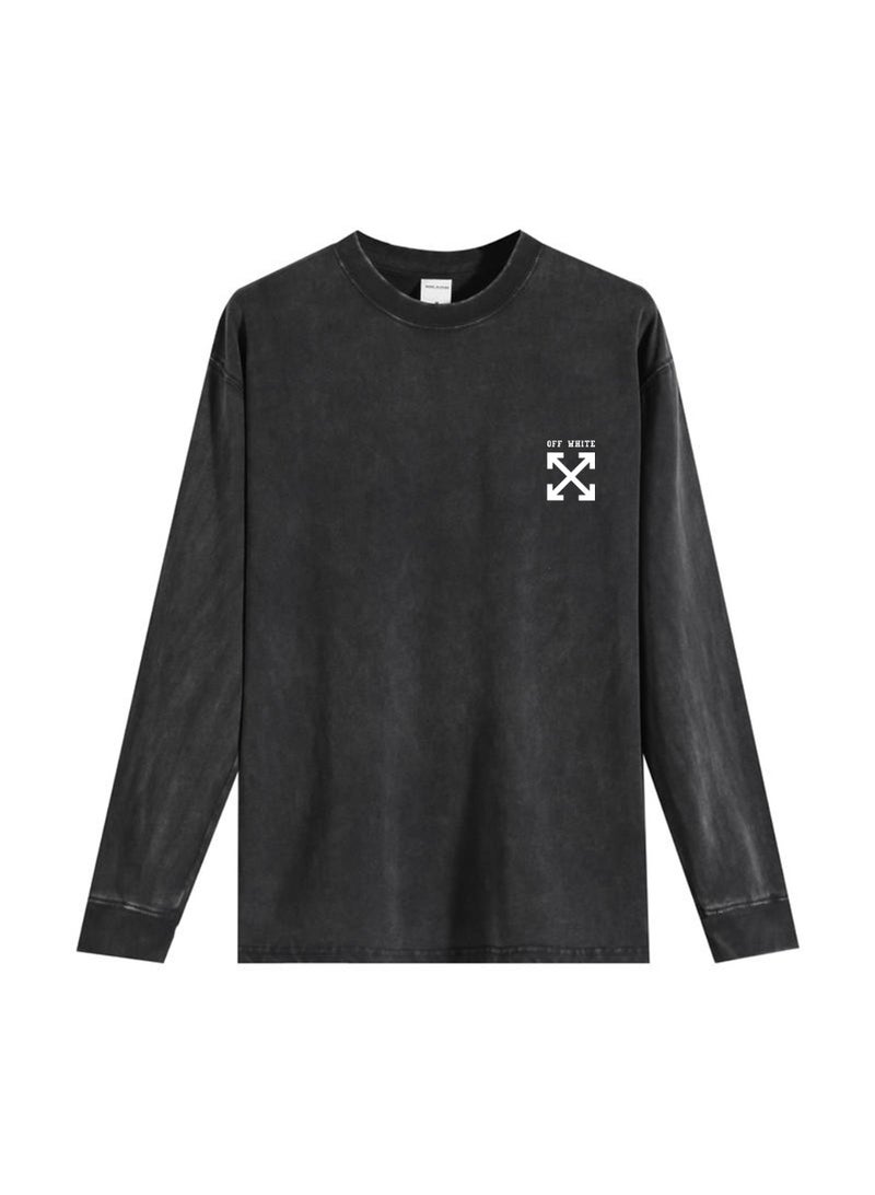 أوف-وايت OFF-WHITE Men's and women's loose cotton washed long sleeve T-shirts - Image 4