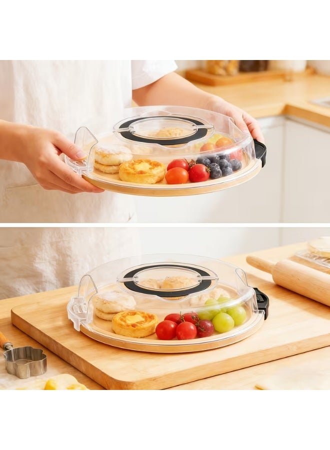 حافظة كيك خشب دائرية بغطاء شفاف – علبة تقديم وحفظ الكيك والحلويات بتصميم أنيق وعصري - Image 1
