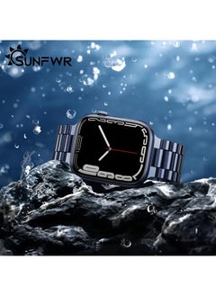 Compatible with Apple Watch Band 41mm 40mm 38mm for Women Men, Stainless Steel Metal iWatch Band with Case for Apple Watch Series 8/7/6/5/4/3/2/1/SE/SE2 (Blue, 38mm/40mm/41mm)