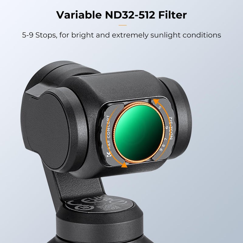 K&F Concept Adjustable Magnetic ND Filters Set for DJI Osmo Pocket 3 Creator Combo, Adjustable ND Filters 1-5 Stops + 6-9 Stops Set - Image 5