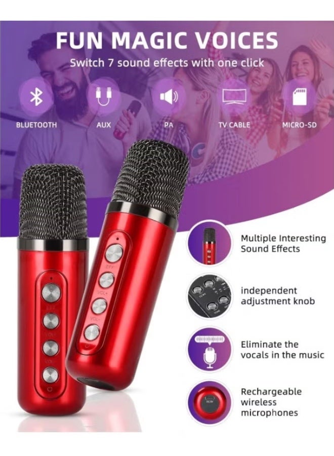 Mini Karaoke Machine Set, Portable Bluetooth Speaker with 2 Wireless Karaoke Microphones,Singing Machine Karaoke System for Kids Adult  - Image 2