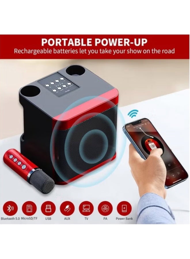 Mini Karaoke Machine Set, Portable Bluetooth Speaker with 2 Wireless Karaoke Microphones,Singing Machine Karaoke System for Kids Adult  - Image 3