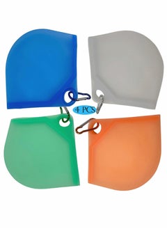 Y&D Mask Storage Bag, Food Grade Silicone Cover with Key Chain Dustproof Washable Durable Soft Portable Recyclable Container for Daily Use [4 Pieces Family Pack]  - Image 1