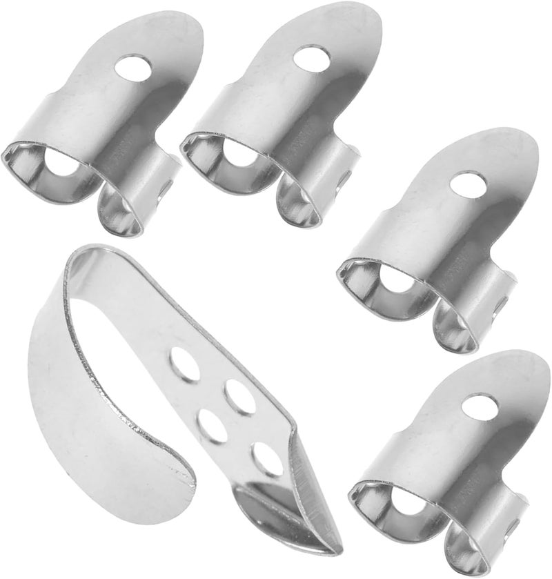 Toyvian 1set Stainless Steel Guitar Thumb Picks Set Picks for Ukulele Banjo and Bass Comfortable Grip for Enhanced Sound Quality and Versatile Use - Image 1