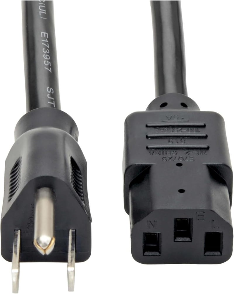 Tripp Lite Heavy-Duty 14AWG Computer Power Cord, 15A, NEMA 5-15P to IEC-320-C13, 2-ft - Image 1