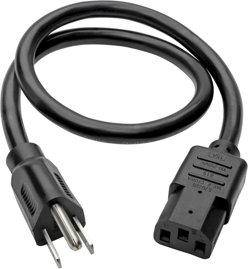 Tripp Lite Heavy-Duty 14AWG Computer Power Cord, 15A, NEMA 5-15P to IEC-320-C13, 2-ft - Image 3